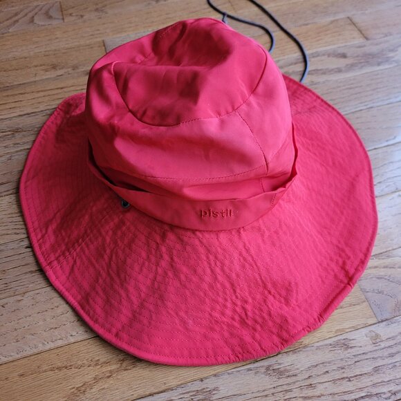 pistil Women's Wide Brim Sun Hat Red Polyester Drawstring O/S - Picture 1 of 8